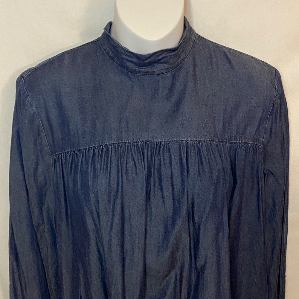 Blue Denim High Neck Top